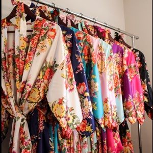 White silky floral robe!